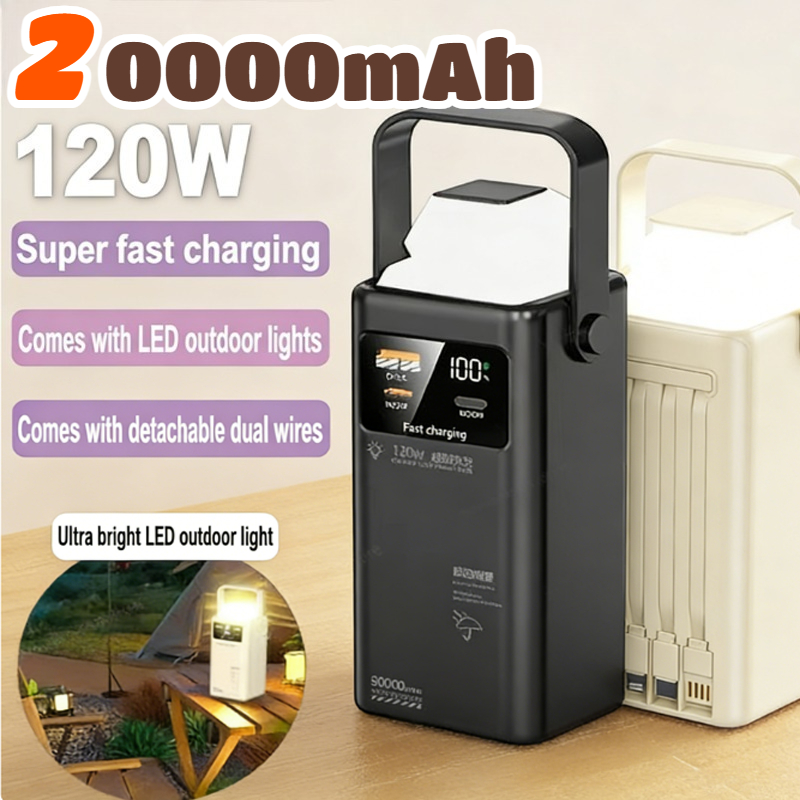 Outdoor Usb Power Outlet - 120Wモバイルバッテリー 200000mAh大容量 ポータブル屋外緊急電源 内蔵ケーブル キャンプ用ライト iPhone対応
