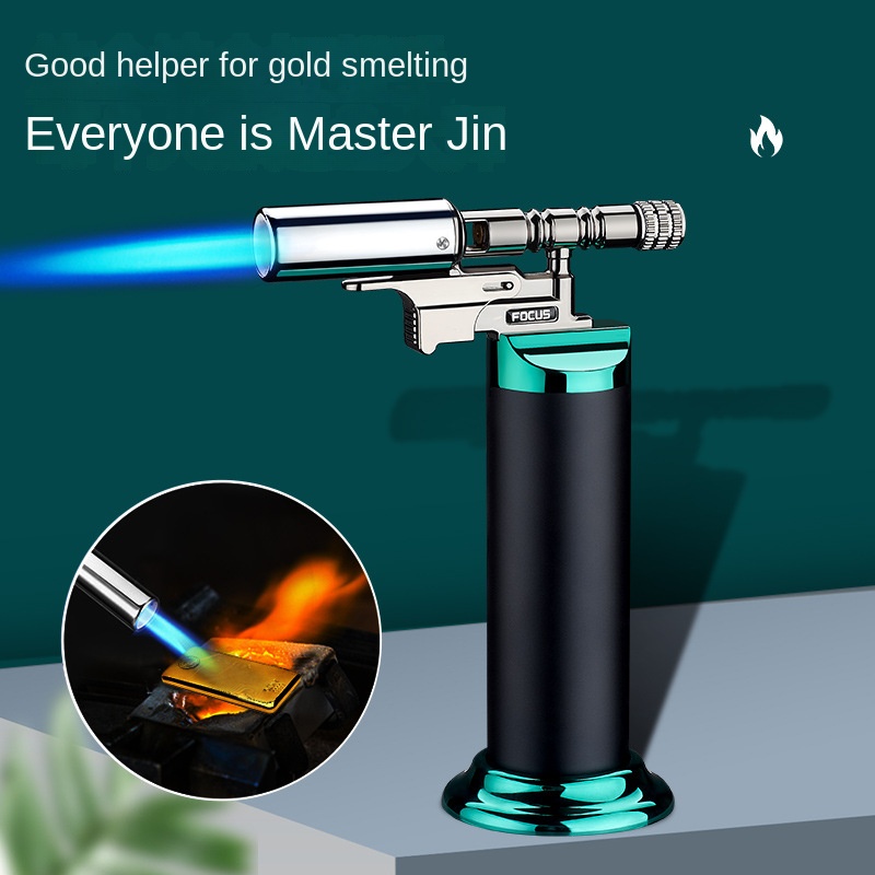 Quality Outdoor Power - 強力な防風ブルーフレームジェットトーチガスライター屋外葉巻バーベキュー調理キッチンブタン詰め替え金属溶接ガン