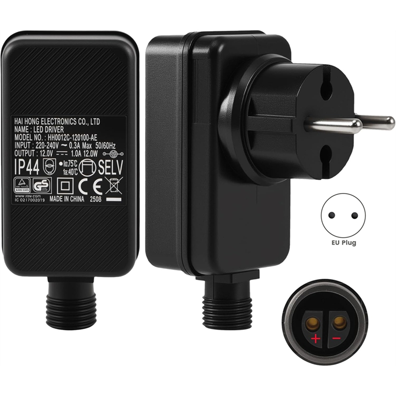 Outdoor Use Power Strip - 12V/1A LED 電源、プラグフェアリーライト交換用、クリスマス照明ライトストリップライトネットフェアリーライト EU プラグ-A23R