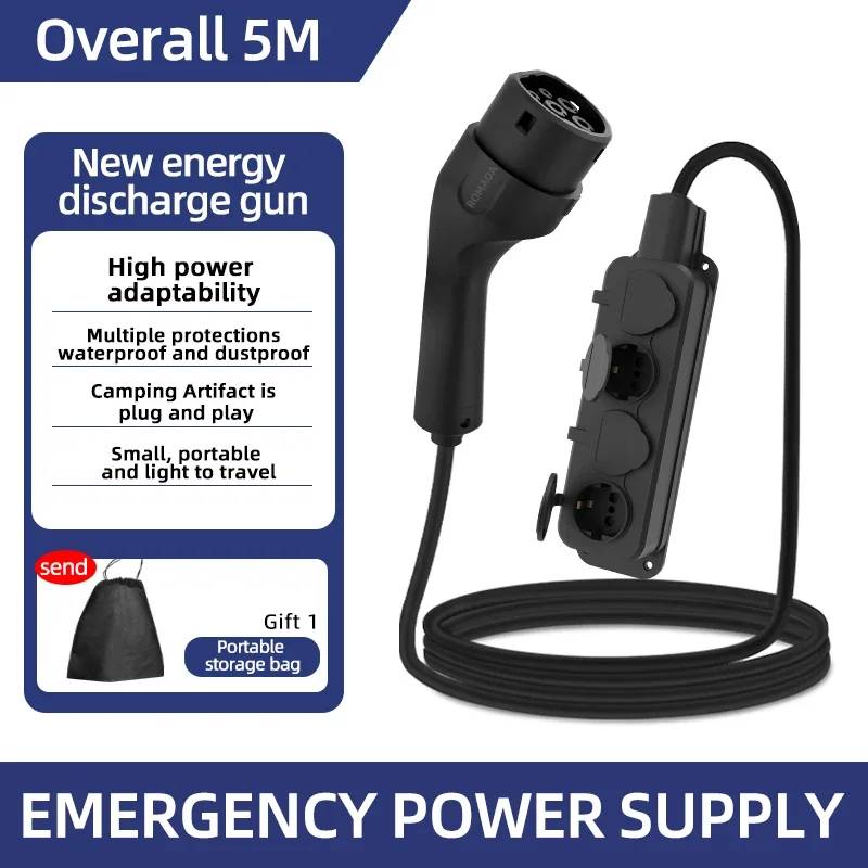 Outdoor Power Hub - ポータブル16A 4KW電気自動車EV充電器V2LケーブルサイドディスチャージプラグIEC62196-2 Type2 EUソケット付き屋外電源用