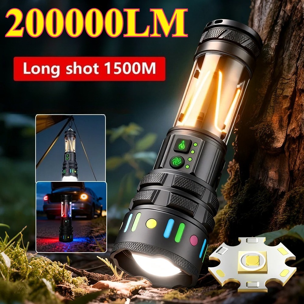 Outdoor Power Inc - 強力な超高輝度LED懐中電灯、Type-C急速充電式ハンドヘルドワークトーチ、日常の屋外緊急照明用