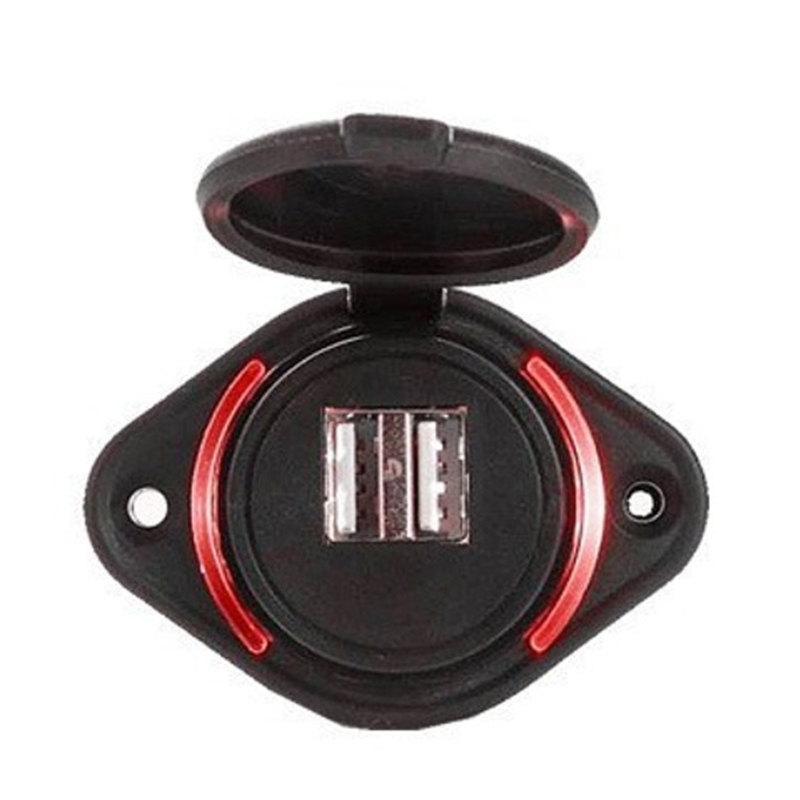 Outdoor Power Double Adapter - 防水電源ソケットユニバーサル 12 24V 車両充電器ダブル USB 5V