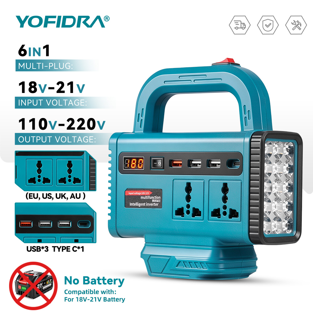Outdoor Power Hub - YOFIDRA 220V ポータブルパワーインバーター 屋外緊急電源 USB Type-C