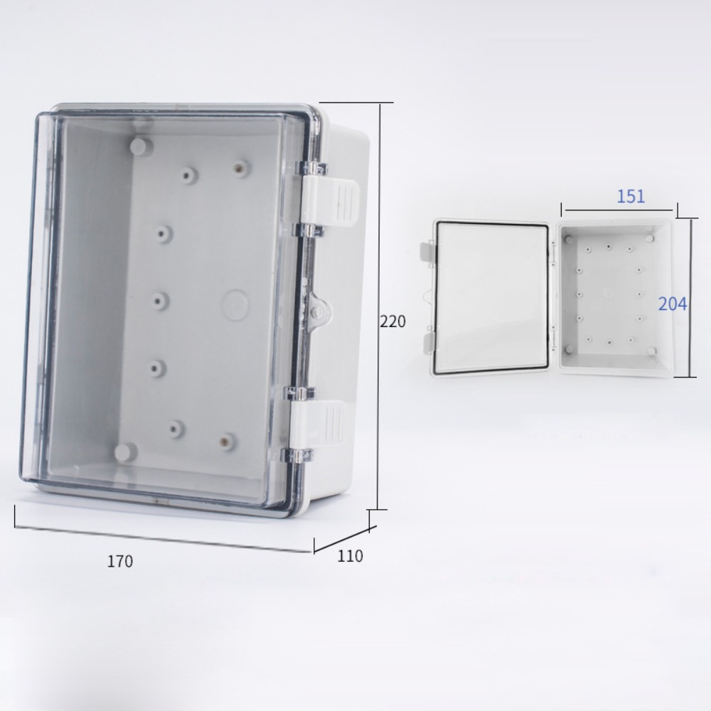 Outdoor Power Box Cover - 屋外用密閉型電気プラスチックエンクロージャ ABS製、ハスプ付き配電ボックス、透明カバー、IP66防水スイッチ電源ケース