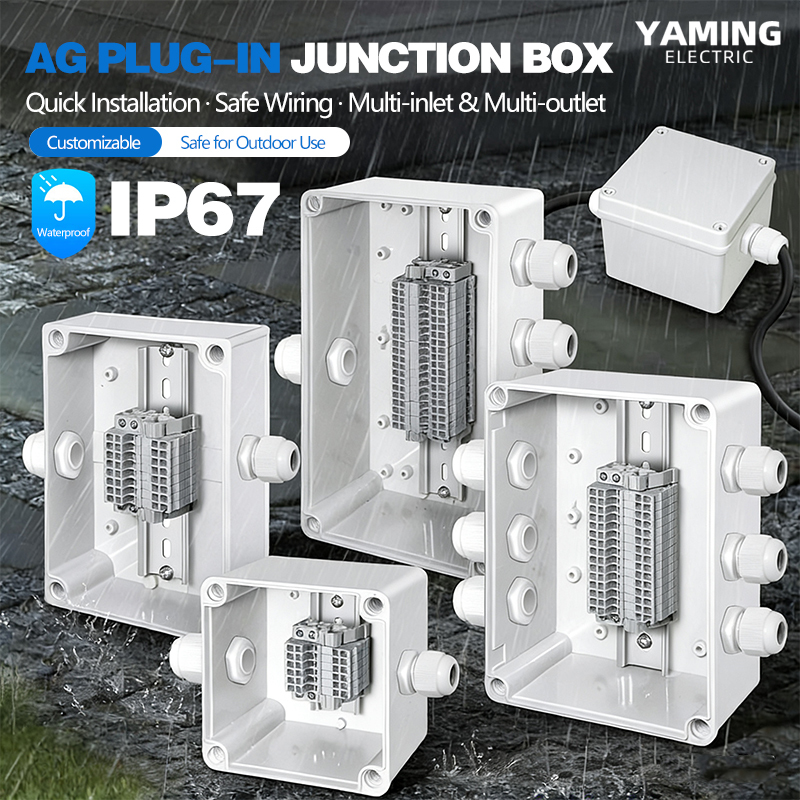 Outdoor Power Cable Junction Box - 防水ジャンクションボックス、プラグイン端子台付き、多入力多出力、電気ケーブル配線、屋外電源接続エンクロージャ