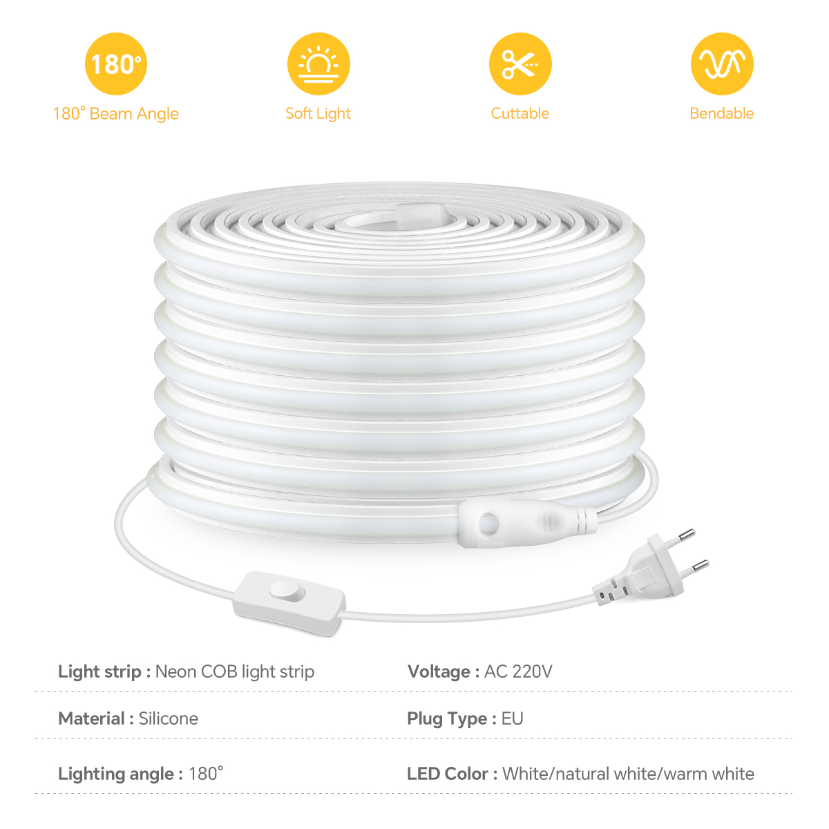 220V COB LEDストリップ 高密度 防水 COB L - Outdoor Power Hub のレビューと価格