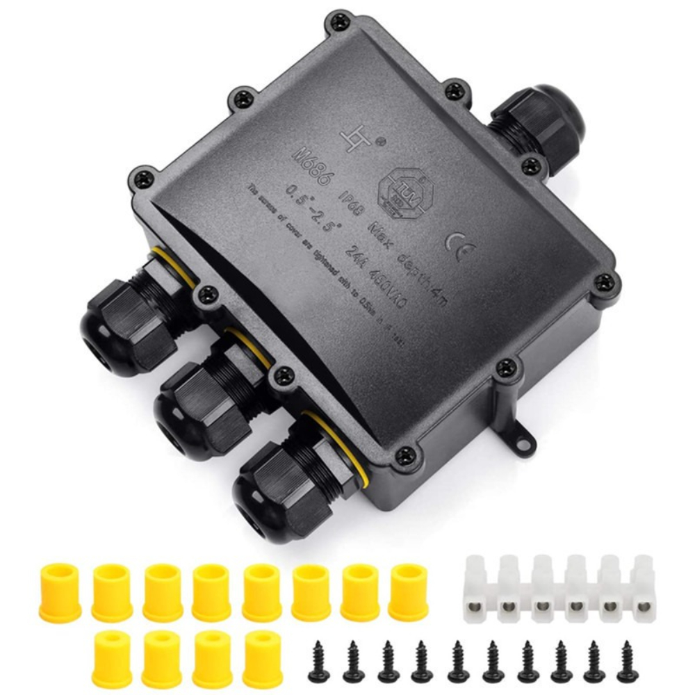 4Way 1In3Out IP68 防水 4-14 ミリメー - Outdoor Power Cable Junction Box のレビューと価格