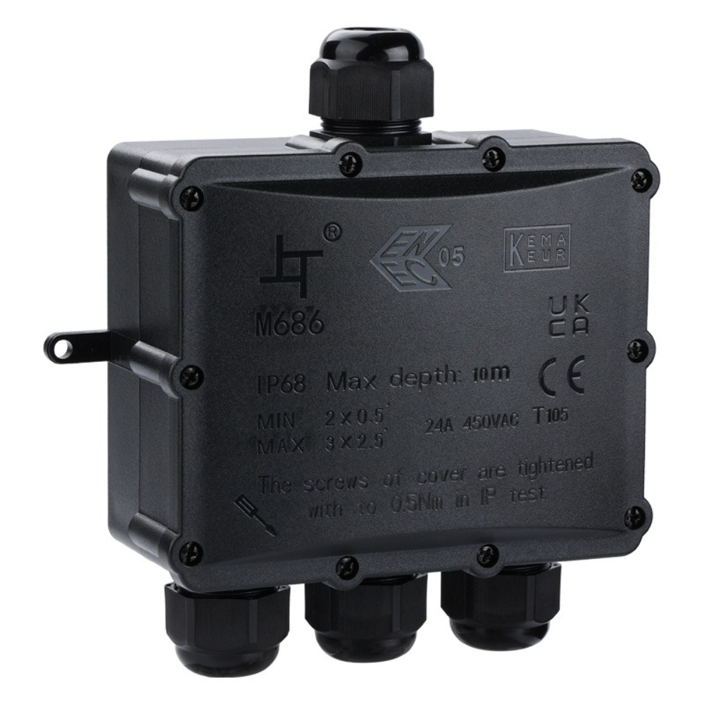 4Way 1In3Out IP68 防水 4-14 ミリメー - Outdoor Power Cable Junction Box のレビューと価格
