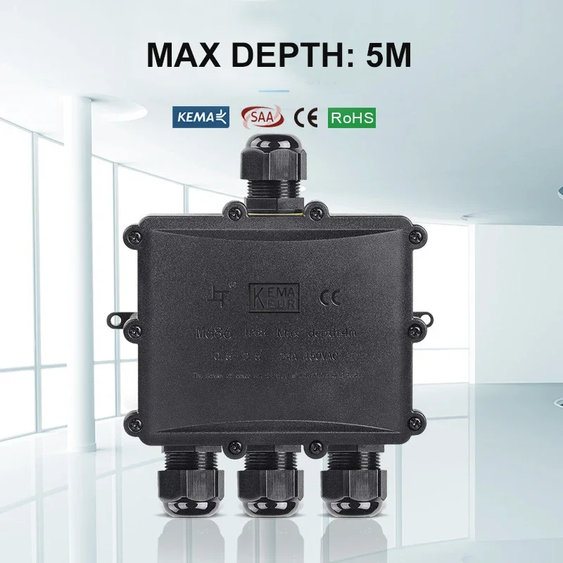 4Way 1In3Out IP68 防水 4-14 ミリメー - Outdoor Power Cable Junction Box のレビューと価格
