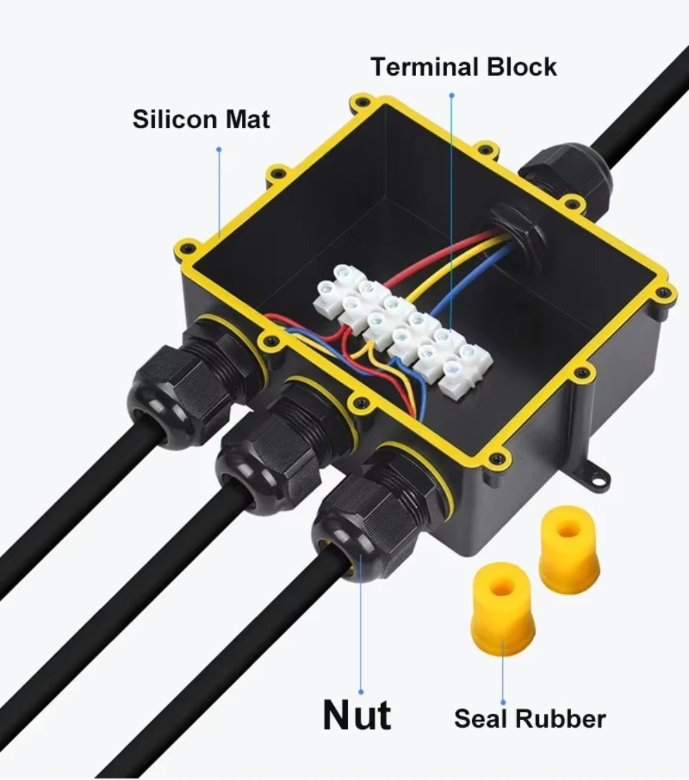 4Way 1In3Out IP68 防水 4-14 ミリメー - Outdoor Power Cable Junction Box のレビューと価格