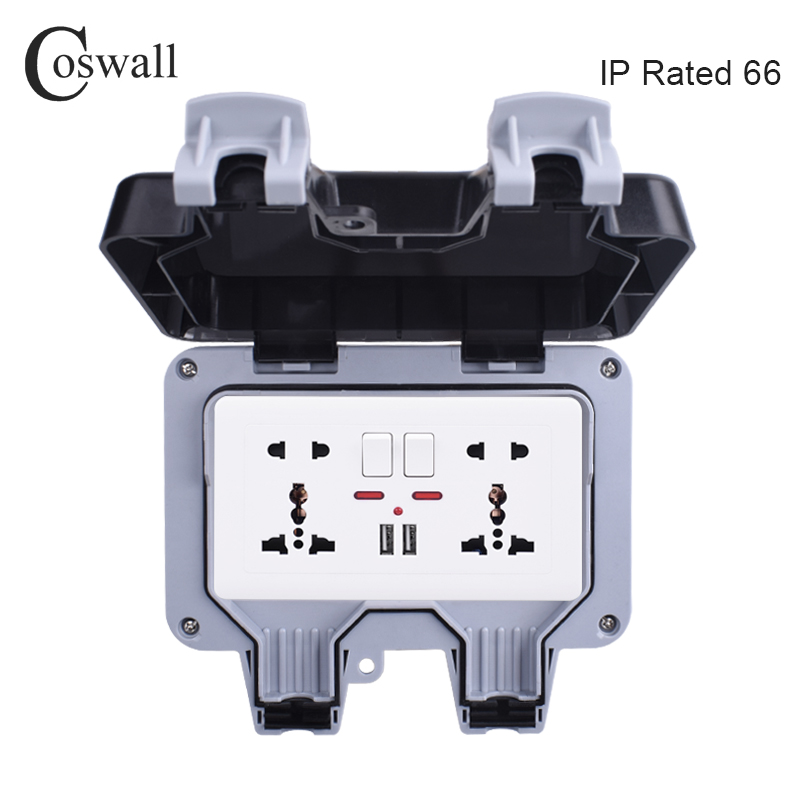 Coswall-スイッチコンセントip66,防水,耐候性,屋 - Outdoor Usb Power Outlet のレビューと価格