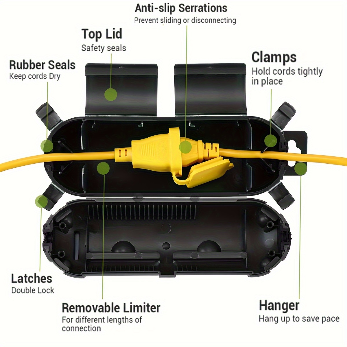 延長コードプラグ接続保護安全カバー、防水屋内屋外、ストリング - Outdoor Power Hub のレビューと価格