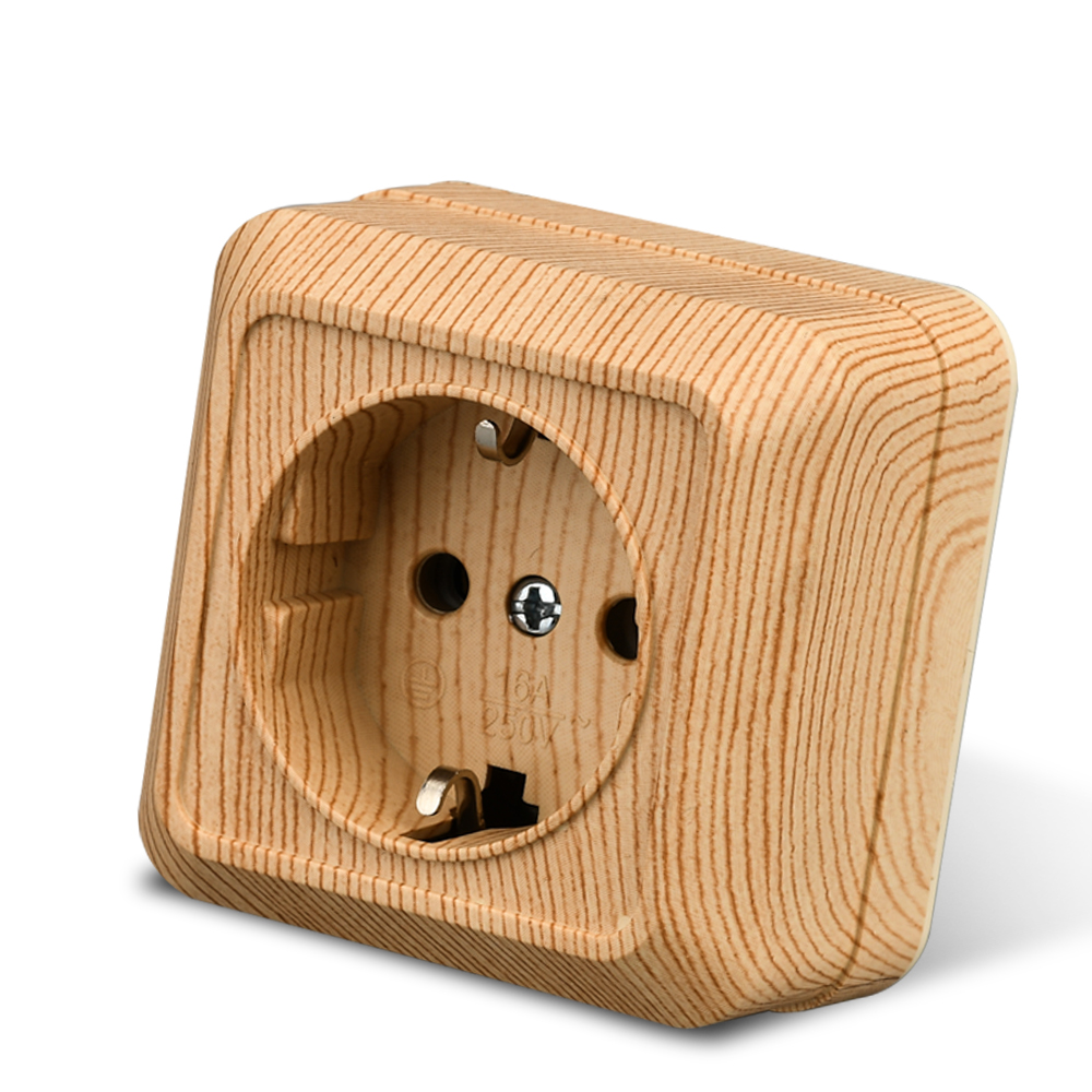 ウェサ-木製の壁の表面のソケットプラグ、EUのコンセント、地 - Outdoor Power Hub のレビューと価格