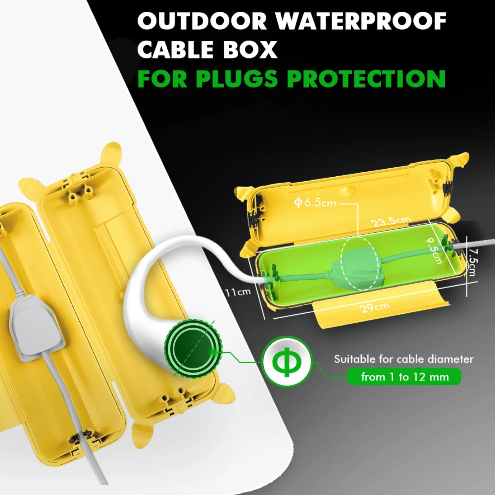 IP44 屋外延長コードカバー 29x11x7.5cm 高耐 - Outdoor Power Box Cover のレビューと価格