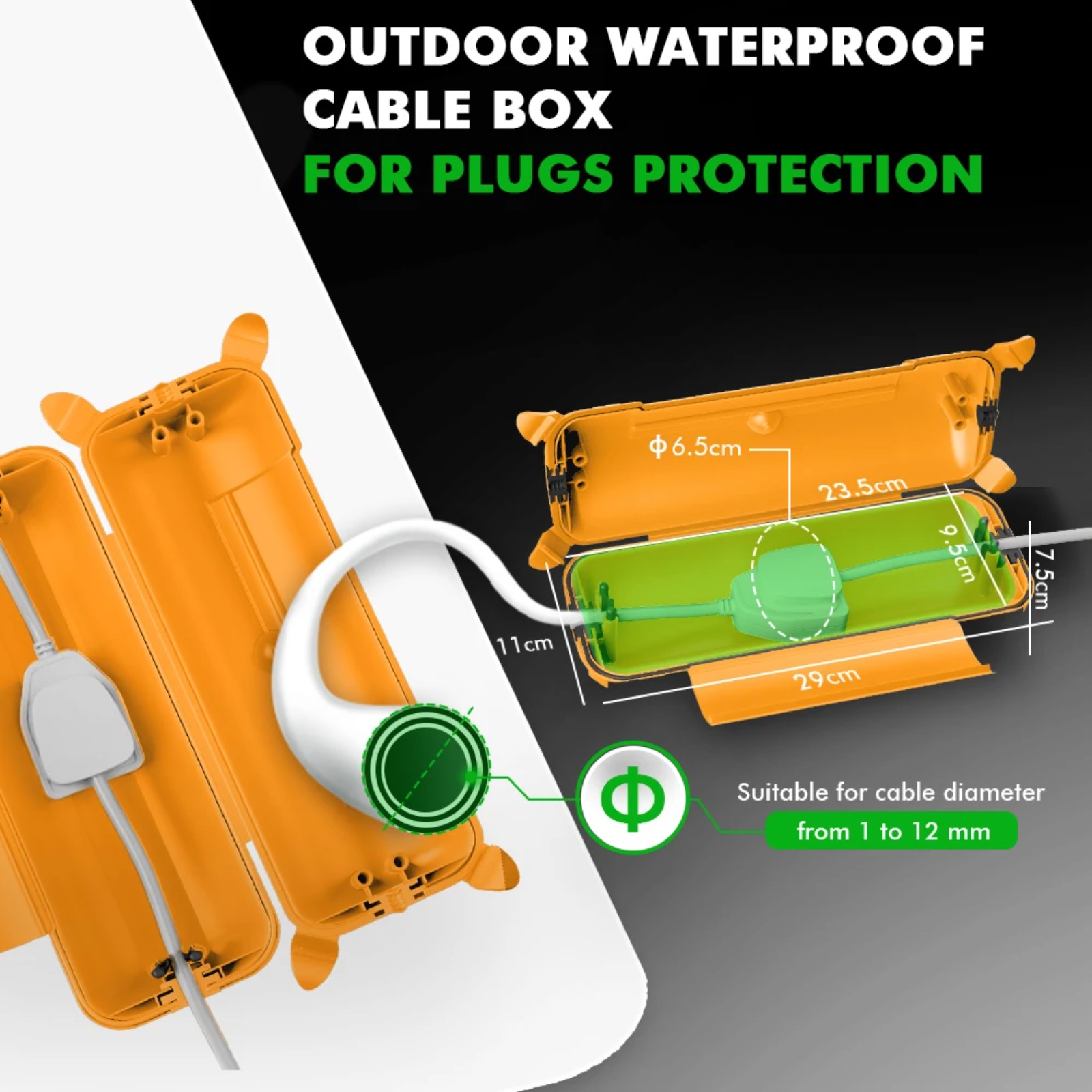 IP44 屋外延長コードカバー 29x11x7.5cm 高耐 - Outdoor Power Box Cover のレビューと価格