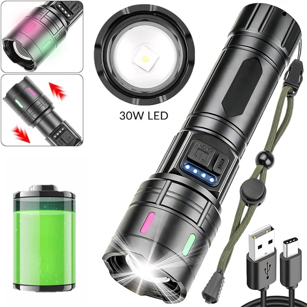 超強力な白色LED懐中電灯、伸縮式ズーム、防水トーチ、蛍光ス - Outdoor Use Power Strip のレビューと価格
