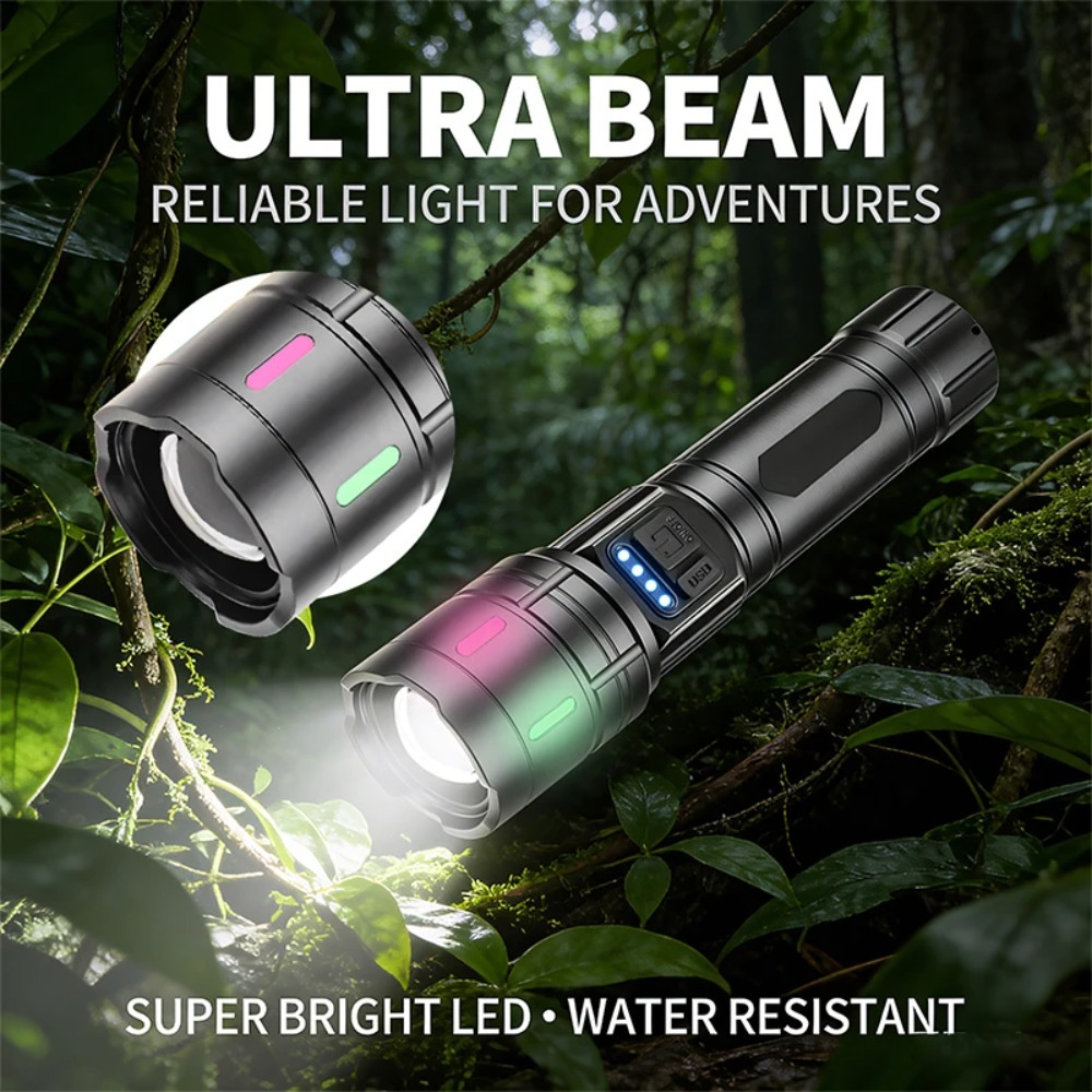 超強力な白色LED懐中電灯、伸縮式ズーム、防水トーチ、蛍光ス - Outdoor Use Power Strip のレビューと価格