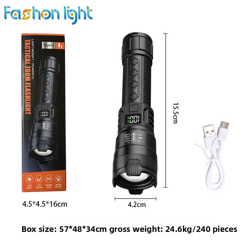 新型デジタルディスプレイ搭載ハイパワーLED懐中電灯 USB - Outdoor Power Inc のレビューと価格