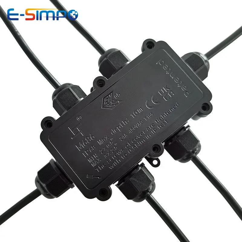 6Way 1IN5Out IP68水中電源コードジャンクショ - Outdoor Power Cable Junction Box のレビューと価格