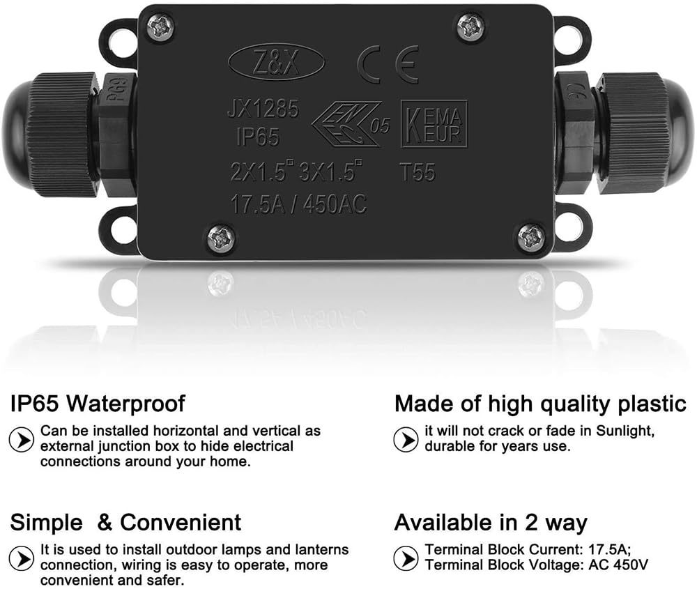 3 個 2Way IP65 防水屋外ジャンクションボックス  - Outdoor Power Cable Junction Box のレビューと価格